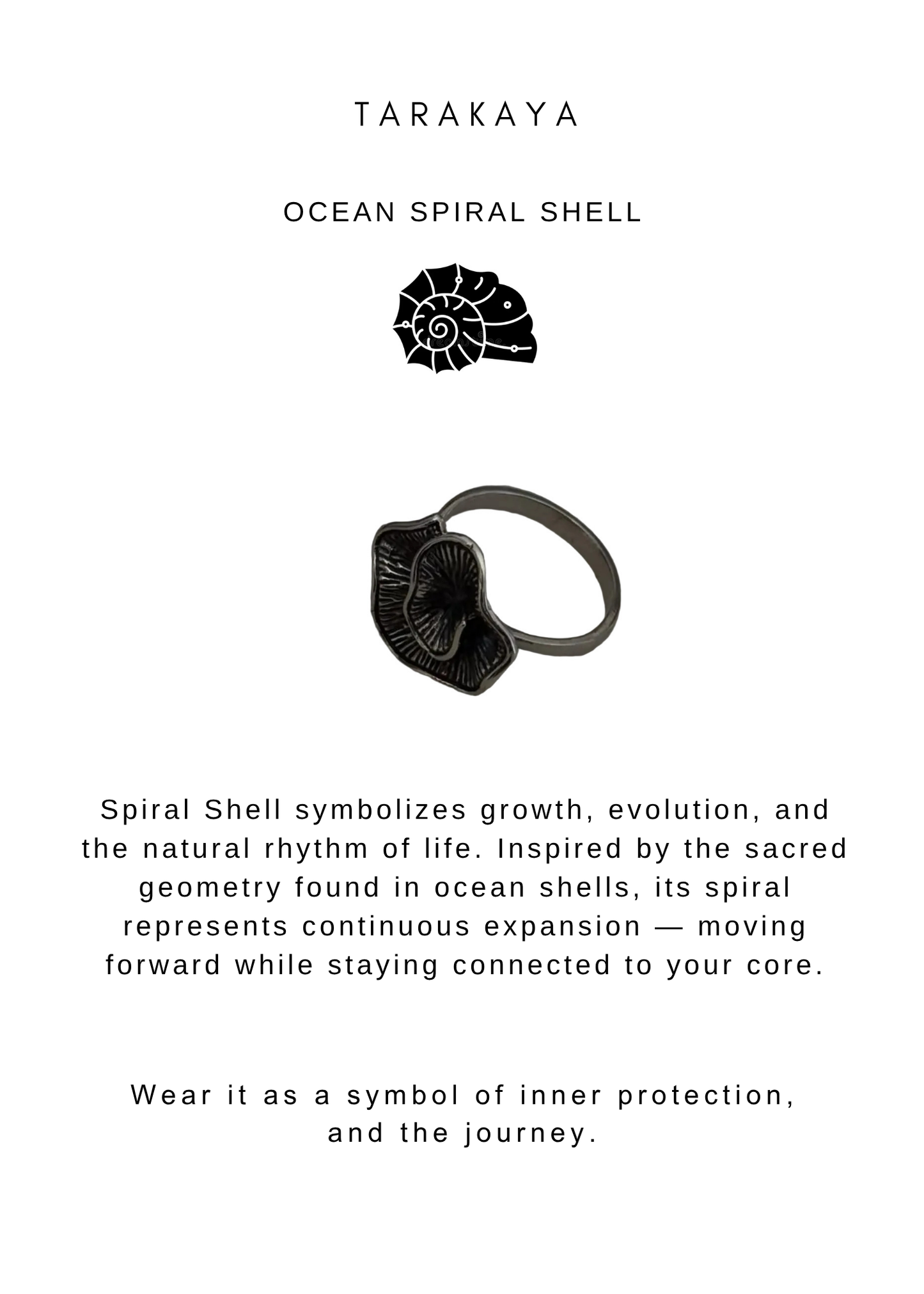 925 Sterling Silver Shell Spiral Ring
