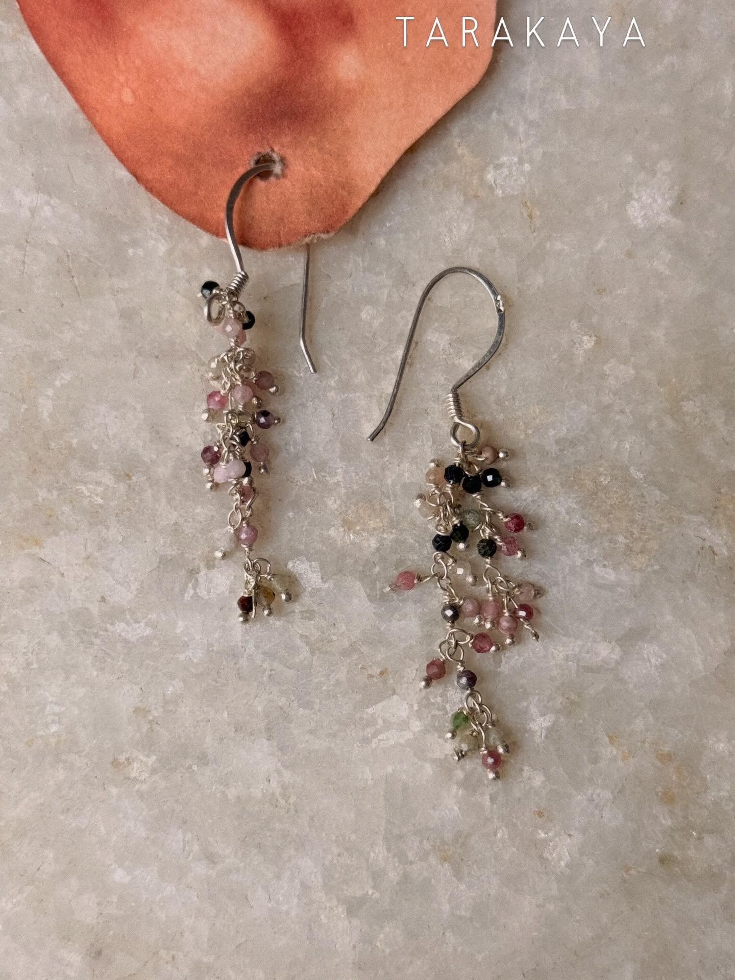 925 Sterling Silver Multi Tourmaline Handcrafted Earrings