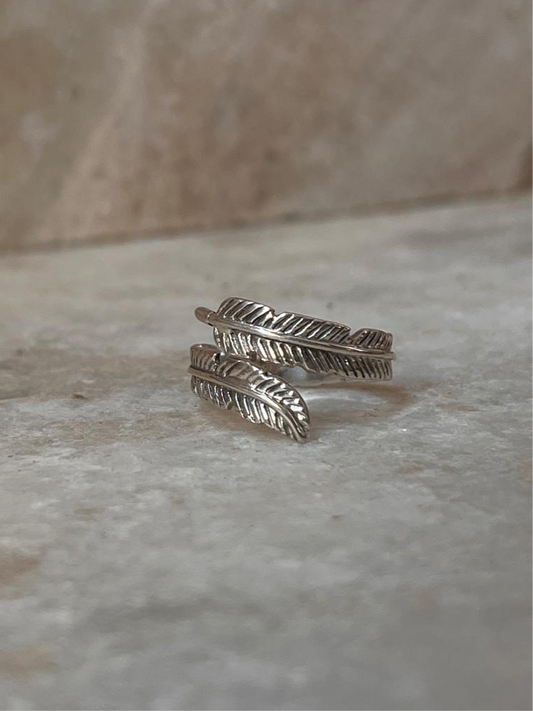 Feather Wrap Adjustable 925 Sterling Silver Ring