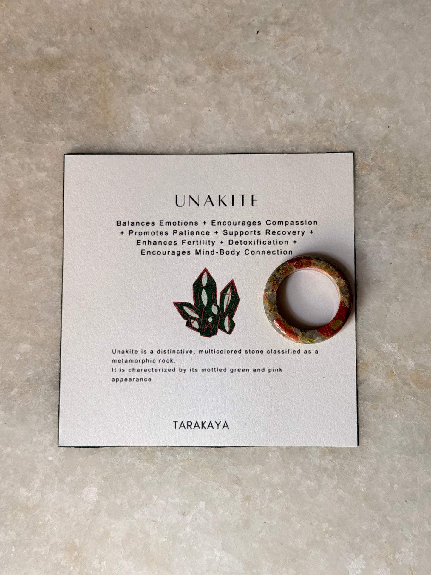 Natural Crystal Unakite Band Ring