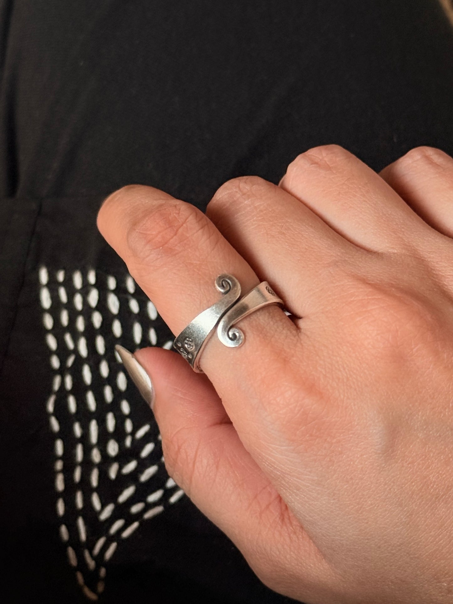 925 Sterling Silver Bohemian Hill Tribe Floral Engraved Spiral Adjustable Handcrafted Adjustable Ring