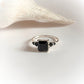 Unique Square Cut Black Onyx Ring in Silver