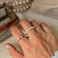 Natural Crystal Stretchy Shiny Basra Pearl & Black Spinel Silver Ball Rings