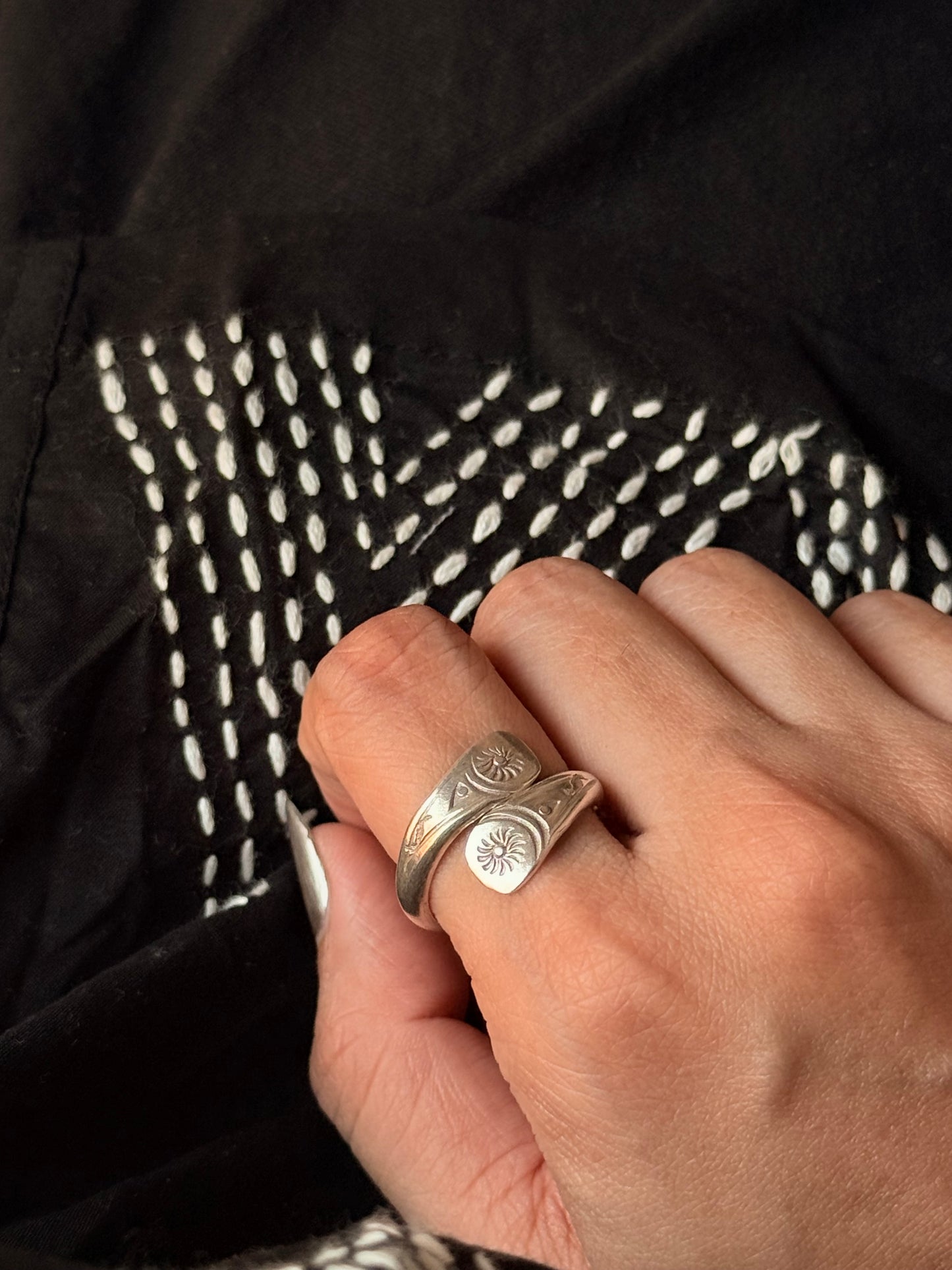 925 Sterling Silver Bohemian Hill Tribe Handcrafted Adjustable Ring