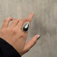 925 Sterling Silver Hematite Pear Statement Ring