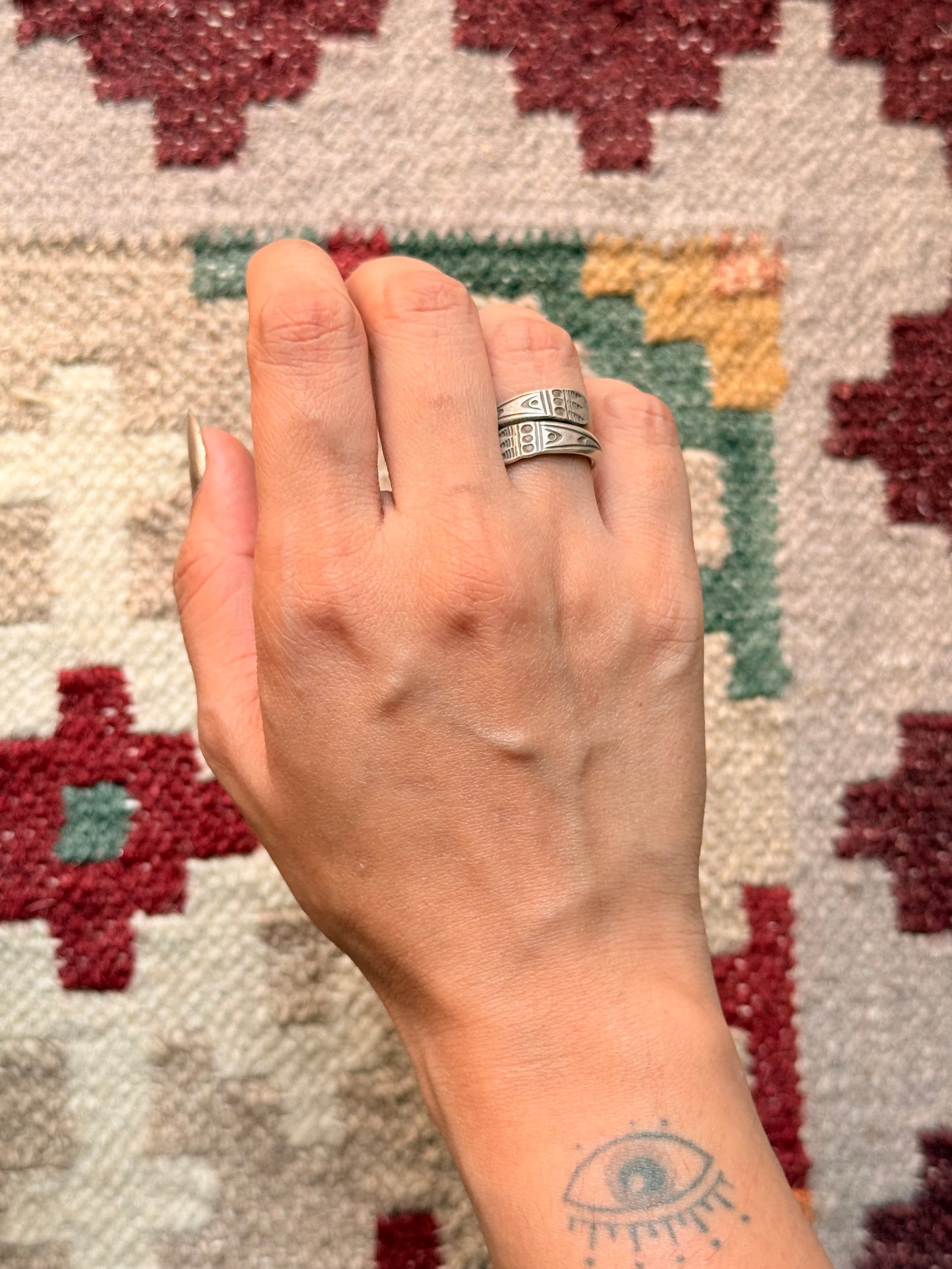925 Sterling Silver Bohemian Hill Tribe Handcrafted Adjustable Ring