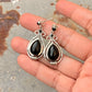 925 Sterling Silver Black Onyx Pear Gothic Handcrafted Studs Earrings