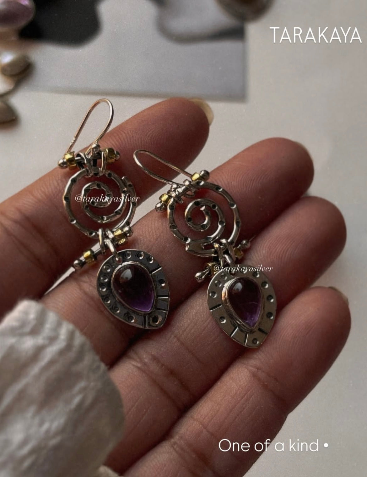 Unique amethyst spiral design earrings in high-quality 925 silver