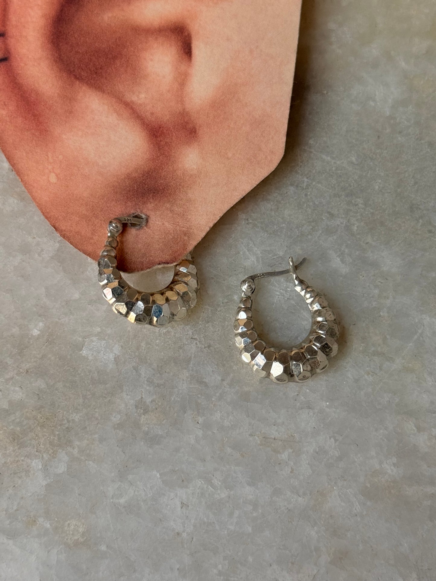 925 Sterling Silver Chunky Italian Disco U Hoops Earrings