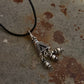 925 Sterling Silver Black Leather Cord Mandali Teekona Ghungroo Tribal Necklace