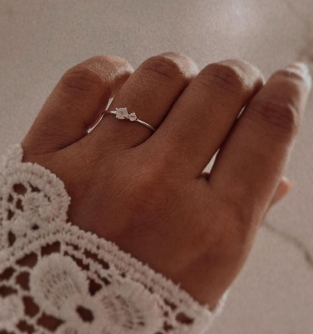 Minimal Double Moonstone Silver Ring with Subtle Natural Beauty