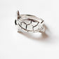 Unique horizontal tortoise ring in polished silver