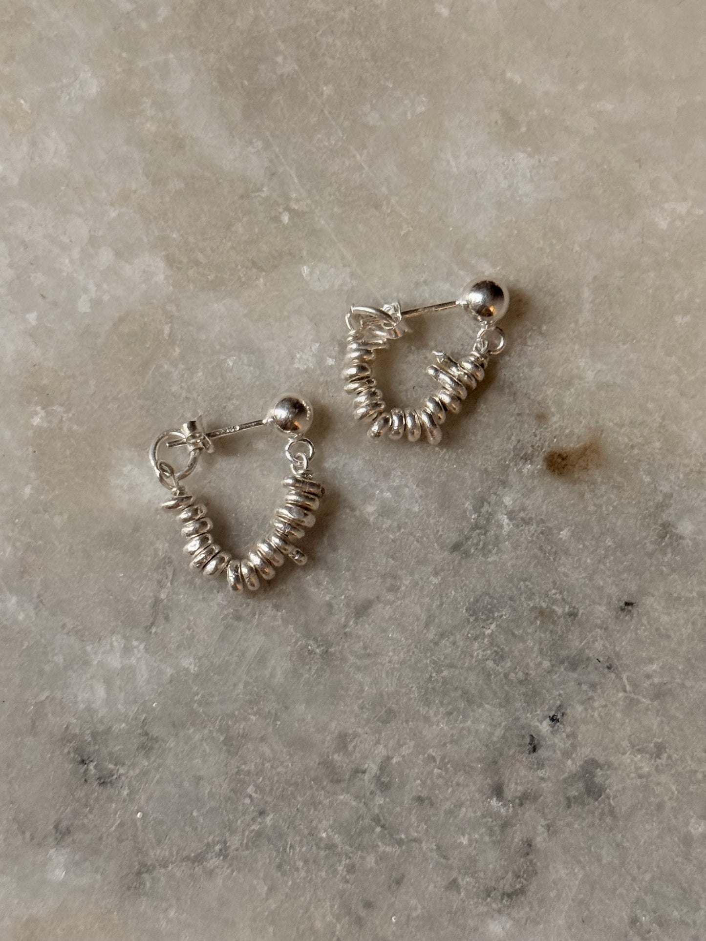 925 Sterling Silver Hill Tribe Molten Silver Beads Handcrafted Chunky Connector Studs