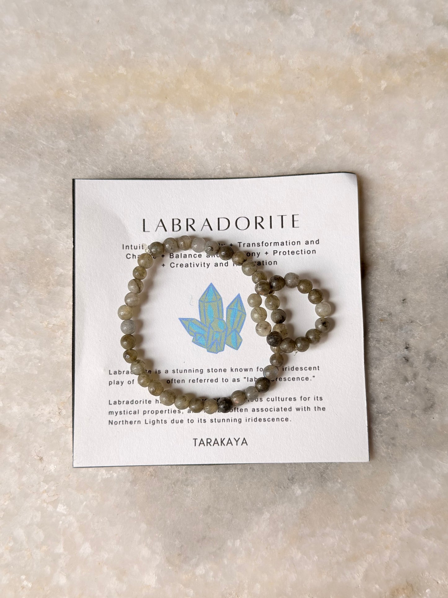 Natural Crystal Labradorite 4mm Stretchy Rings & Bracelet