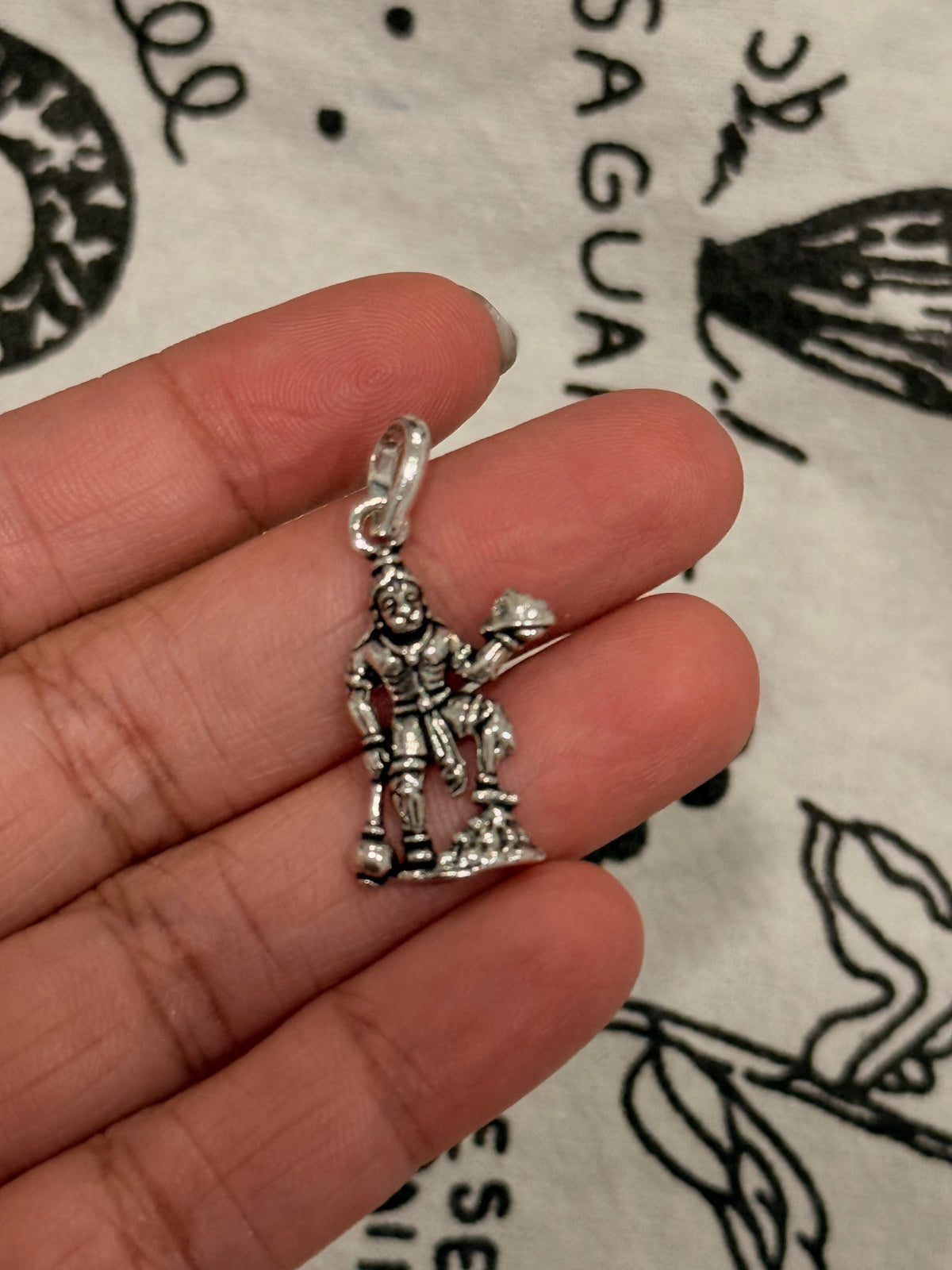 925 Sterling Silver Hanuman ji Standing With Parvat Pendant