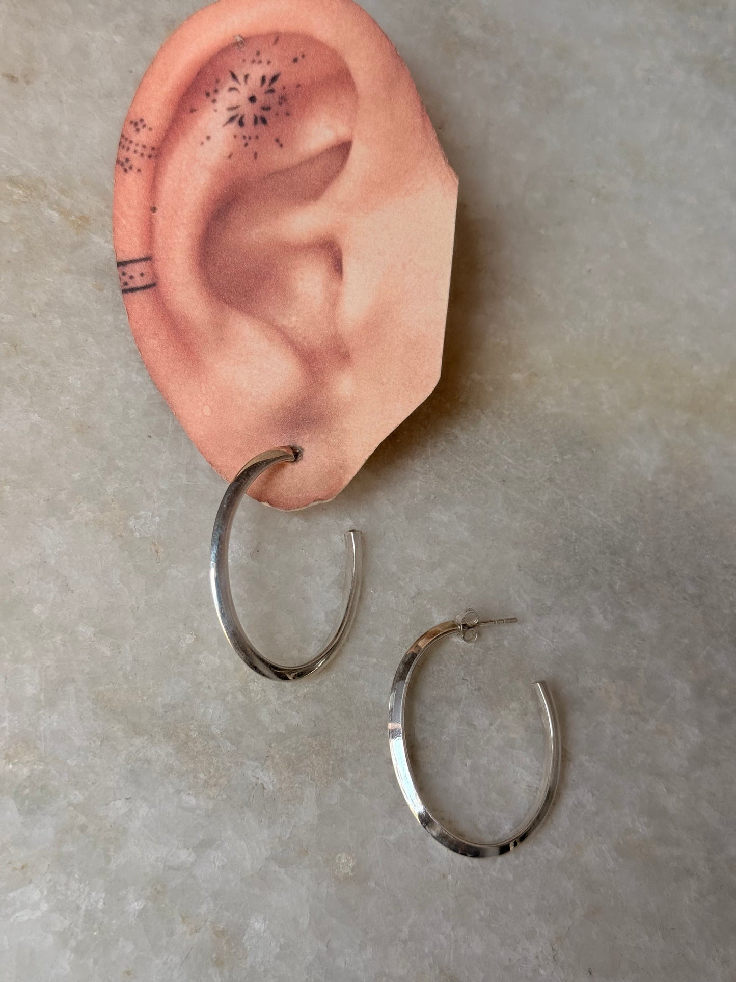 925 Sterling Silver Chunky Italian U Statement Half Hoops