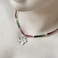 Multi Tourmaline Box Faceted With Plumeria Charm & Silver Balls 925 Sterling Silver Necklace