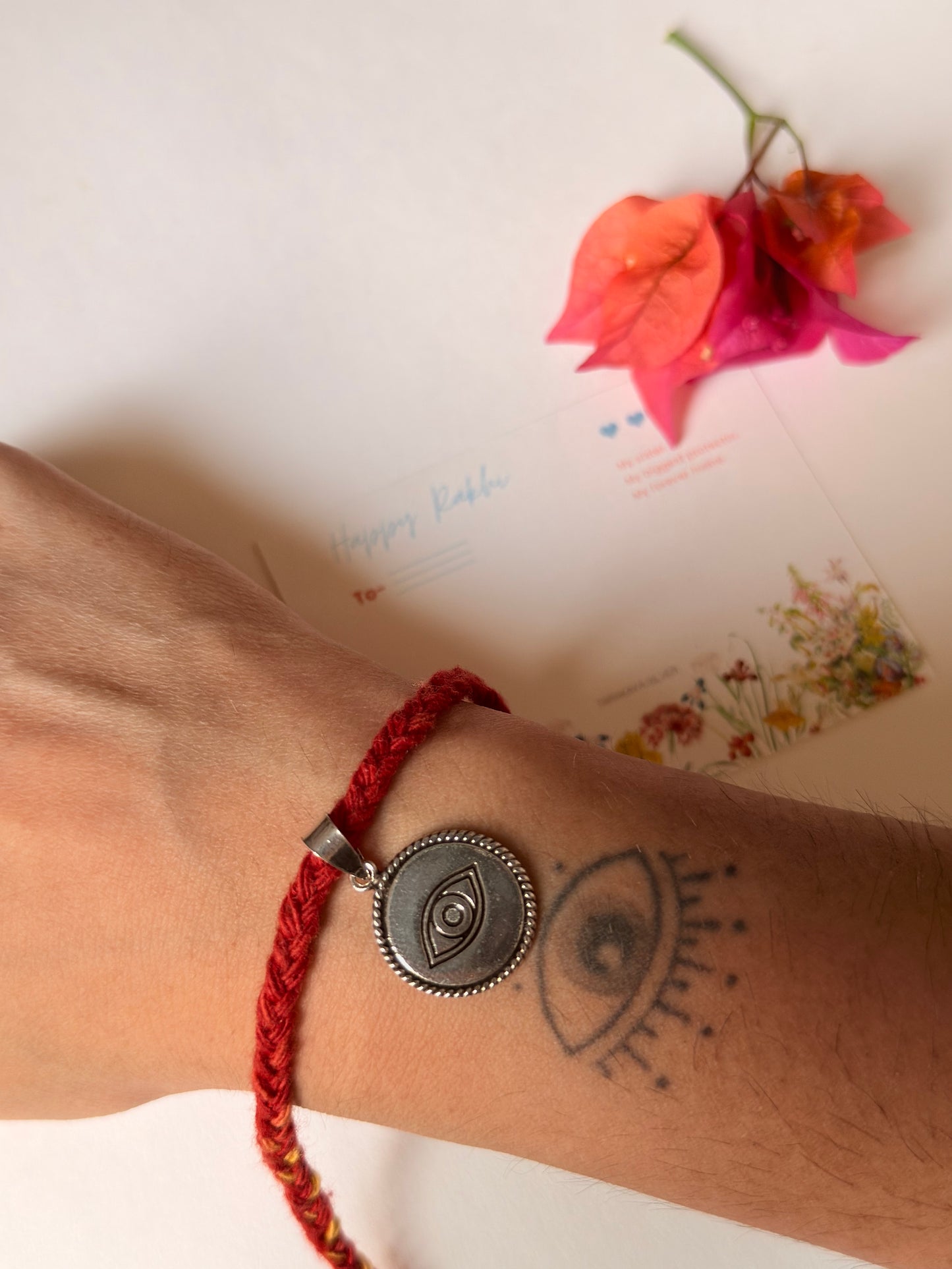 925 Sterling Silver Evil Eye Coin Charm - Reusable as Pendant Handcrafted Rakhi