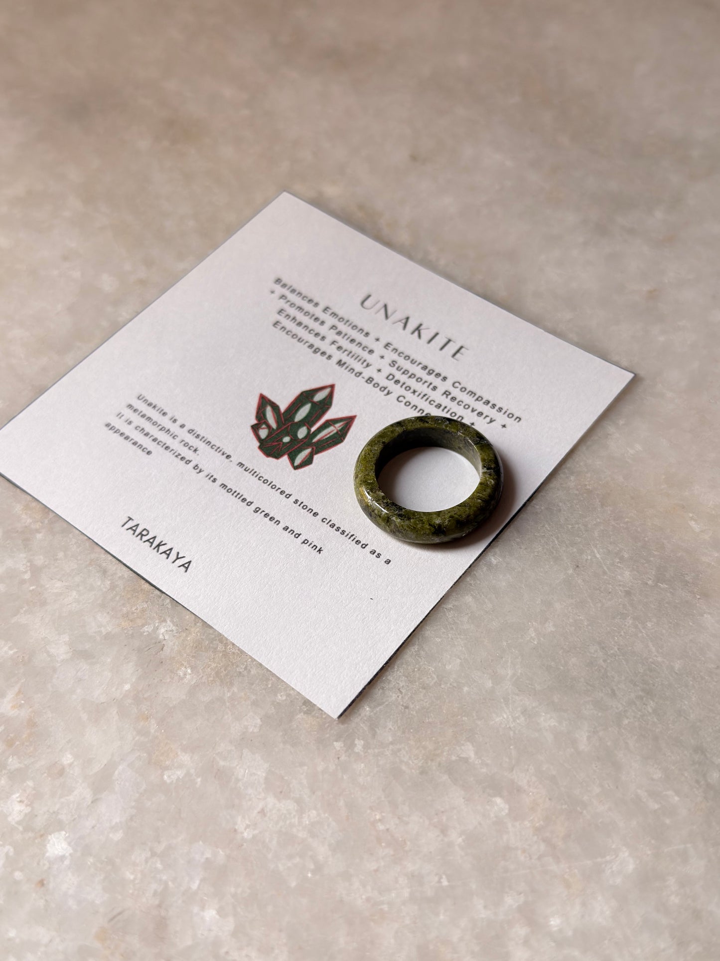 Natural Crystal Unakite Band Ring