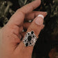 Classic Black Onyx Filigree Silver Ring with Vintage Design