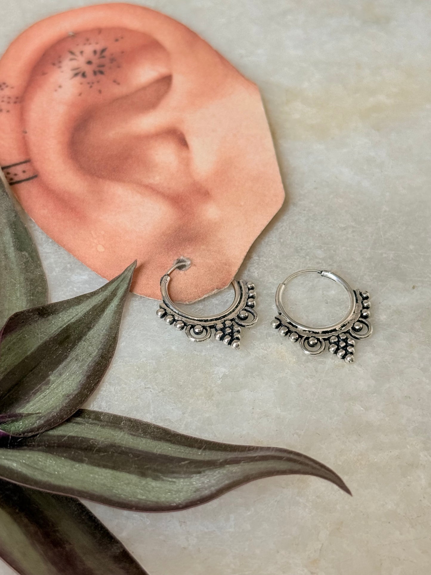 925 Sterling Silver Tribal Hoops Earrings Design 2