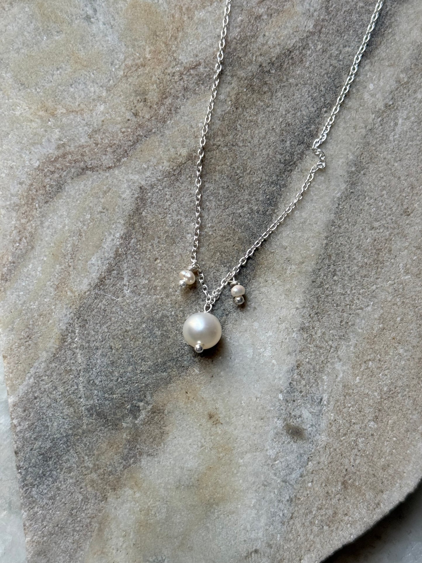 925 Sterling Silver Fresh Water Pearls Minimal Handcrafted Necklace