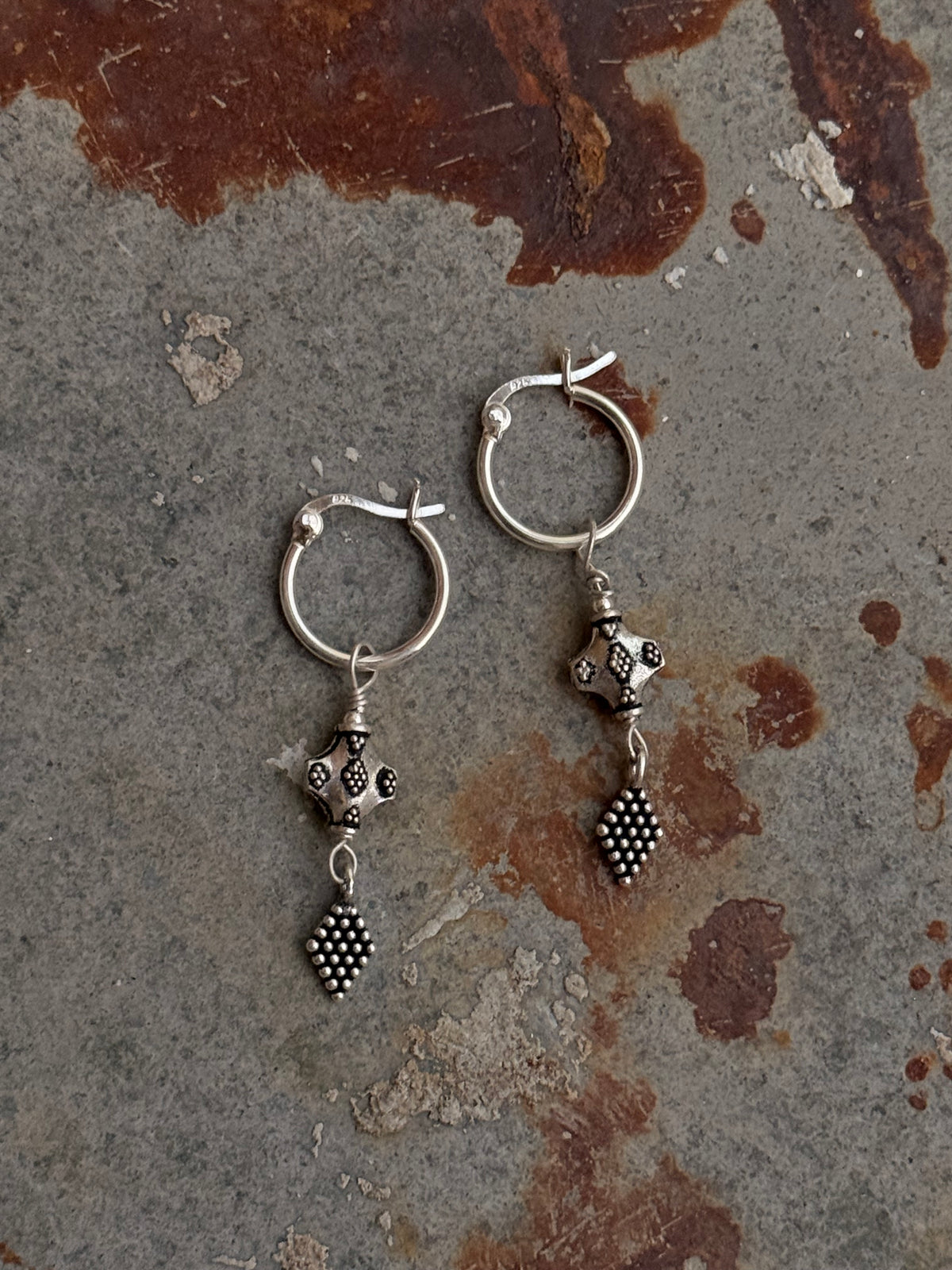 925 Sterling Silver Handcrafted Tribal Rawa Hoops Mandali Earrings