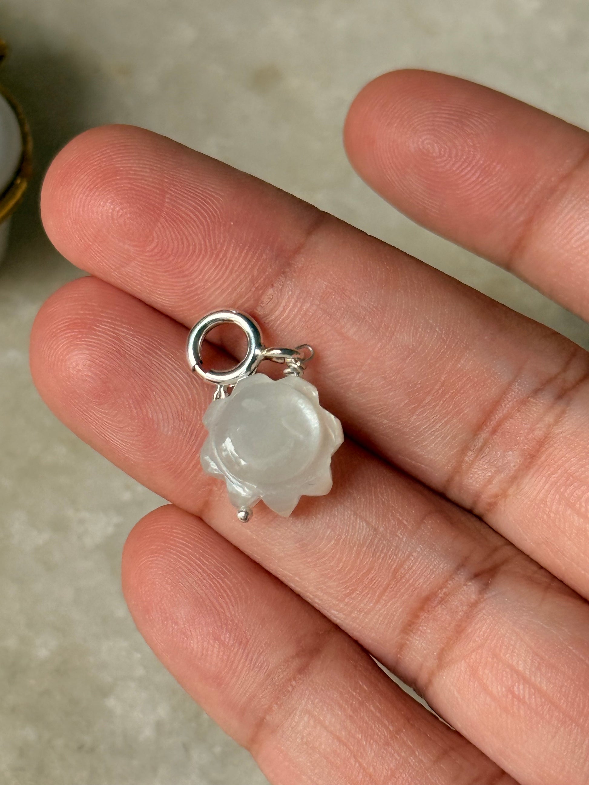 925 Sterling Silver Moonstone Sun Face Charm