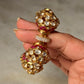 Vintage Inspired 925 Sterling Silver Gold Plated Moissanite Polki Pink Kundan Bracelet