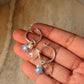 925 Sterling Silver Rose Quartz Heart, Opal Star and Fresh Water Pearl Handcrafted Hoops