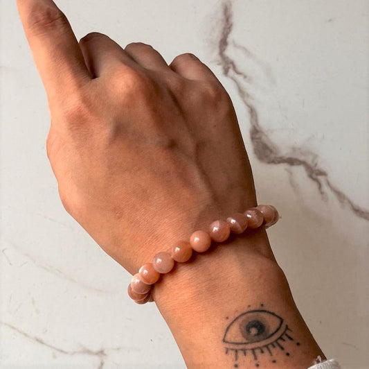 Peach Moonstone Natural Crystal Bracelet 8MM