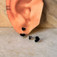 925 Sterling Silver Black Heart Enamel Studs