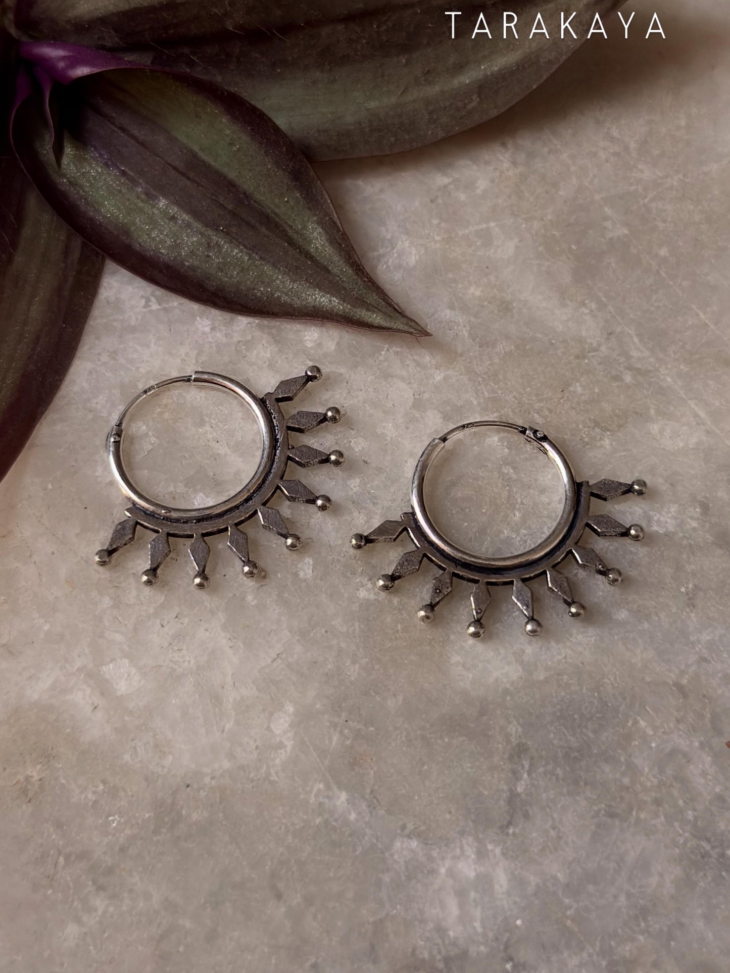 925 Sterling Silver Tribal Hoops Earrings- Tatvam
