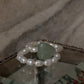 Natural Crystal Stretchy Fresh Water Pearl & Green Aventurine Heart Rings