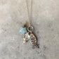 925 Sterling Silver Fish, Grey Moonstone Heart , Fresh Water Pearls and Aquamarine Star Necklace