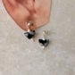 925 Sterling Silver Black Jasper Pearl Butterfly Crystal Studs Earring
