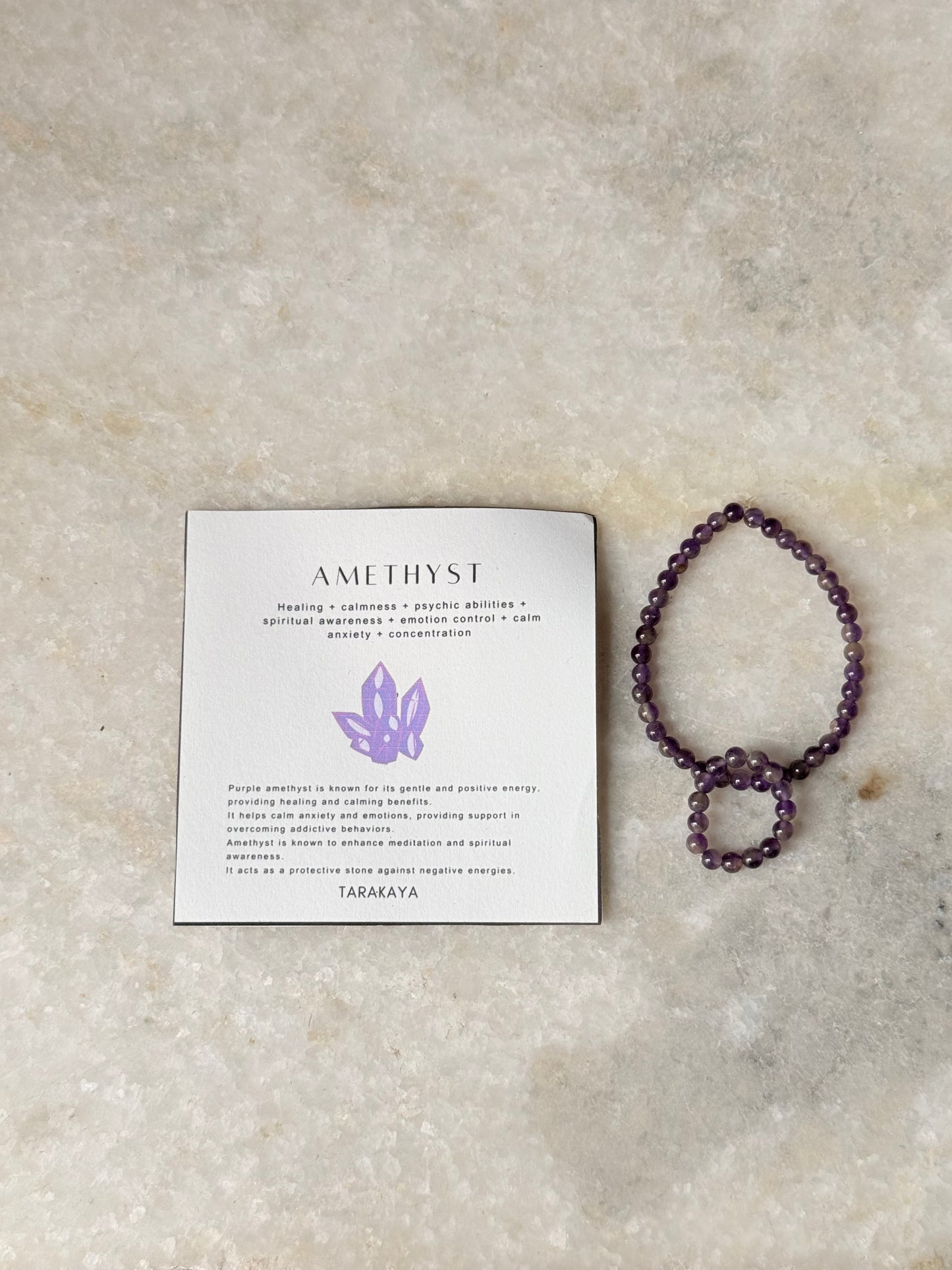 Natural Crystal Amethyst 4mm Stretchy Rings & Bracelet