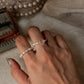 Natural Crystal Stretchy Fresh Water Pearls & Rose Quartz Round Rings