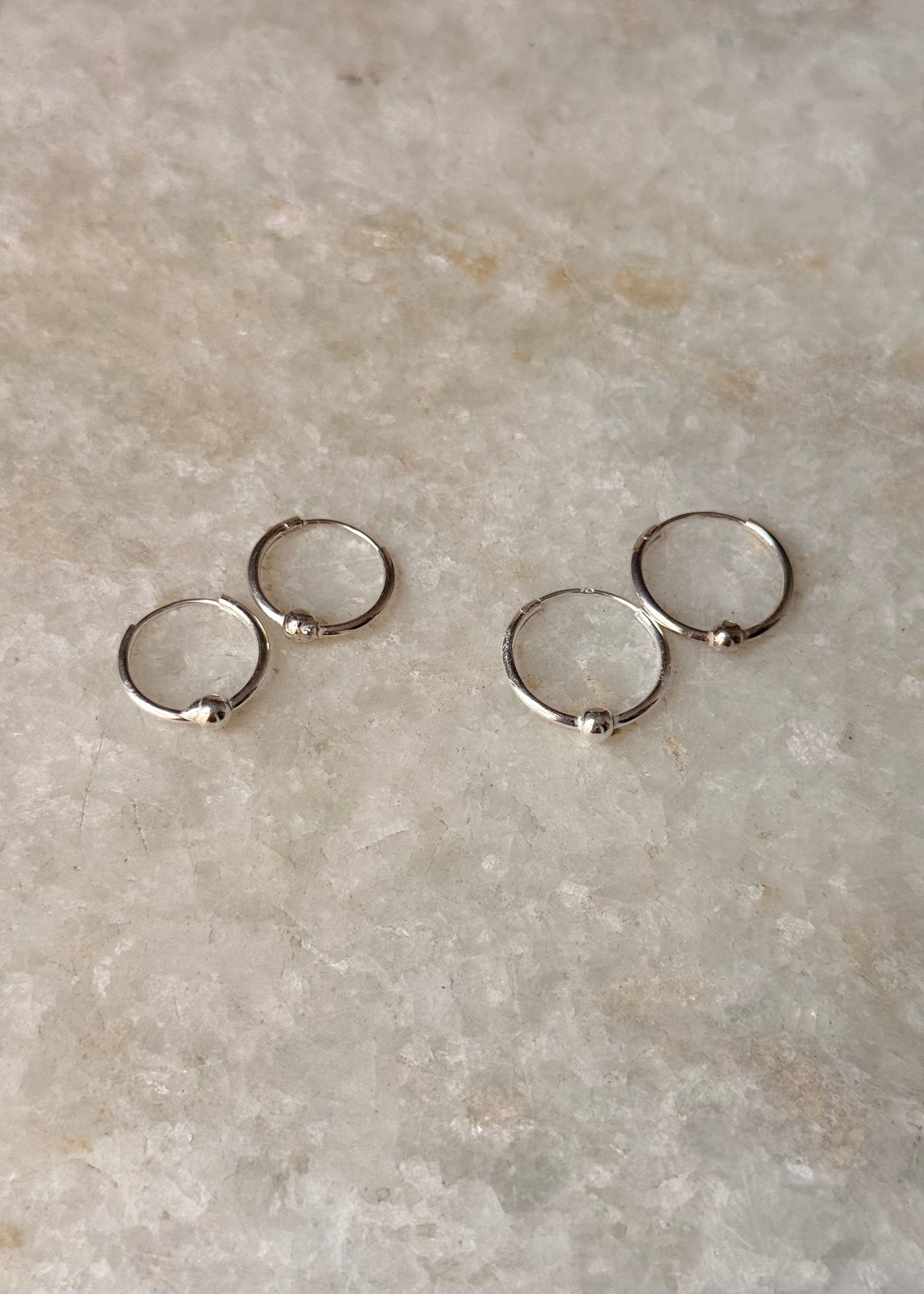 925 Sterling Silver Plain Ball Hoops