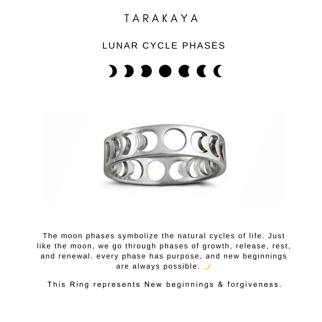 925 Sterling Silver Moon Phases Celestial Band Ring