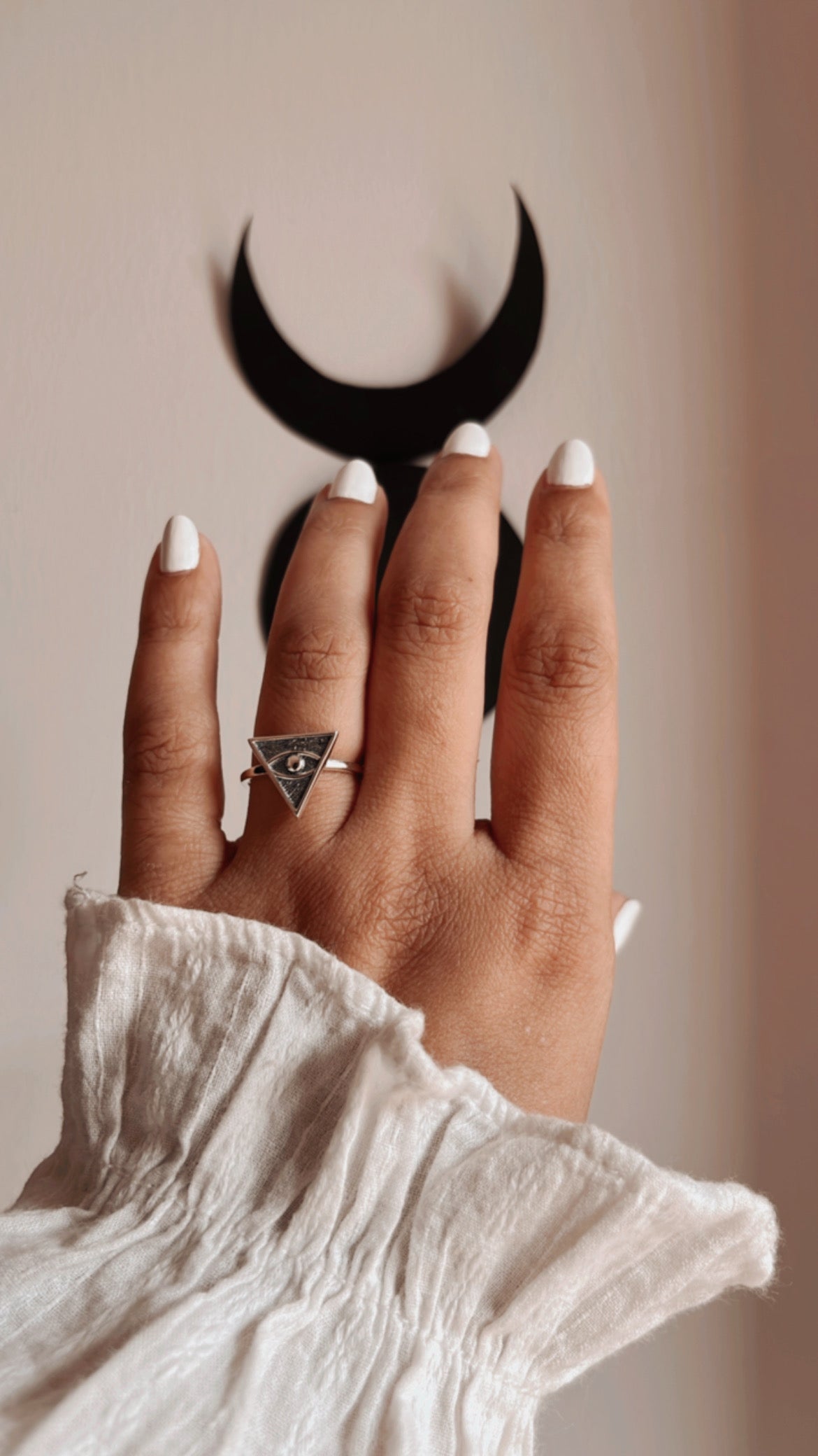 Sophisticated Eye of Providence silver ring with polished finish