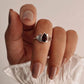 Divine lotus design silver ring with garnet gemstone