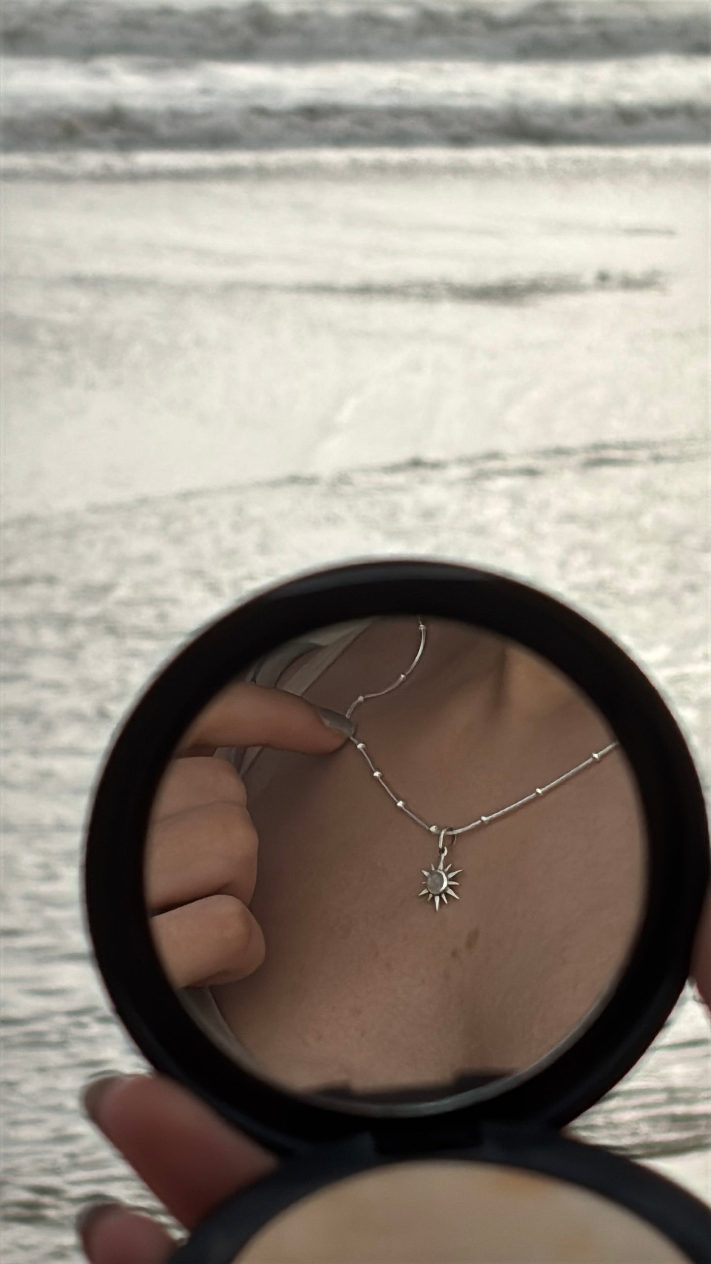 925 Sterling Silver Snake Dot Sunshine Moonstone Necklace