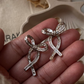 Delicate Silver Bow Earrings with Cubic Zirconia Stones