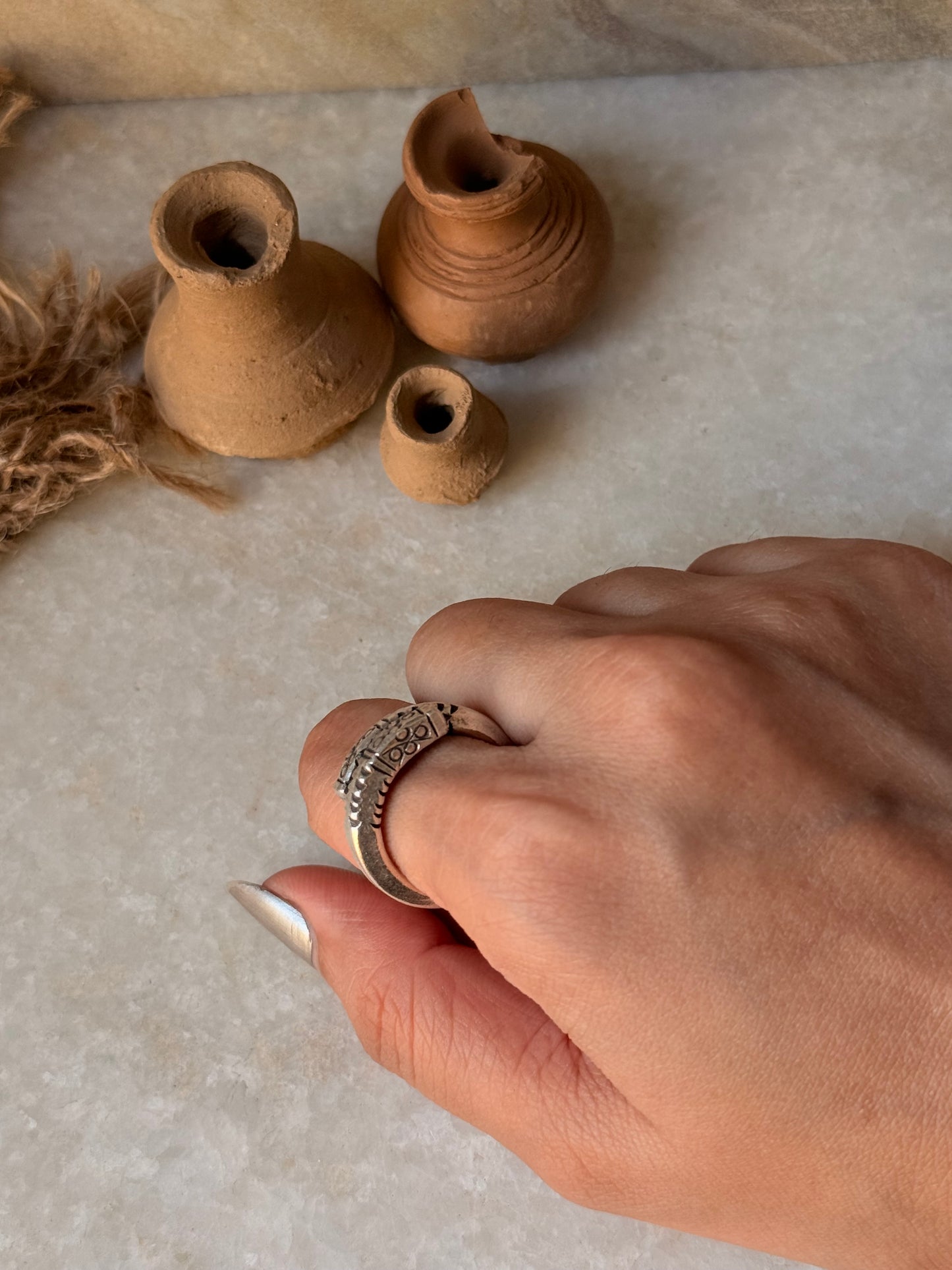 925 Sterling Silver Bohemian Hill Tribe Handcrafted Adjustable Ring