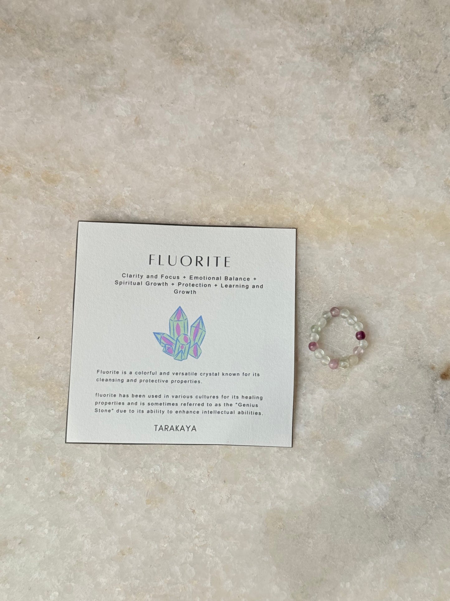 Natural Crystal Fluorite 4mm Stretchy Rings