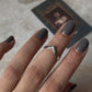 V Hammered Mid / Little Finger Adjustable 925 Sterling Silver Ring
