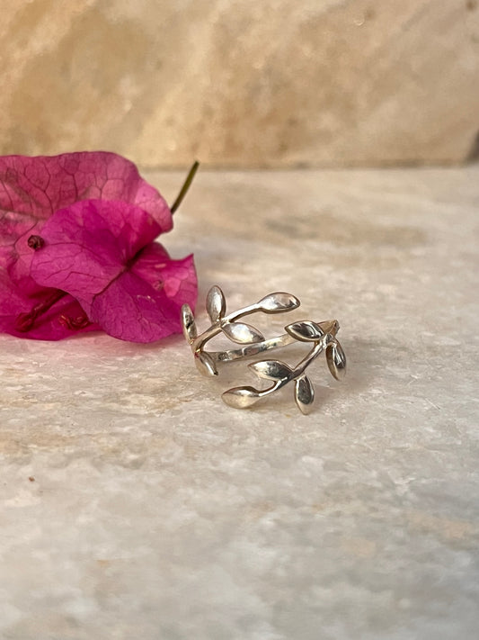 Willow Leafy Adjustable 925 Sterling Silver Ring
