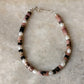 925 Sterling Silver Rhodonite Flat Tube Crystal Fresh Water Pearls Bracelet