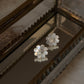 925 Sterling Silver Mother of Pearl Flower Carved , White Topaz North Star Studs - 2 in 1